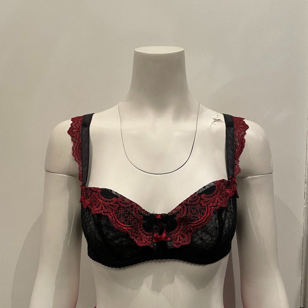BNWT Aubade Passion Nocturne Bra Black Red Lace 36E